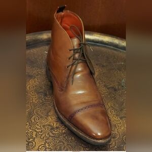 ALLEN EDMONDS 37688 MEN'S BROWN LEATHER CAPTOE LACE-UP BOOTS SIZE 9.5 B USA